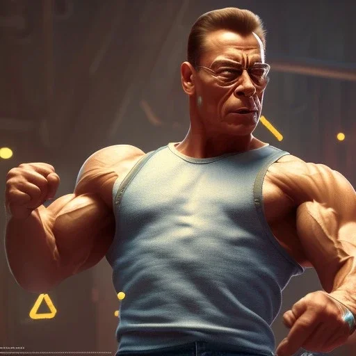 jean claude van damme kicking, illumination, brilliant coloring, smooth, sharp focus, crispy quality, vray; Pixar, Disney, Artstation; HD, HDR, SF, CGSociety, 16k, photorealistic, unreal engine