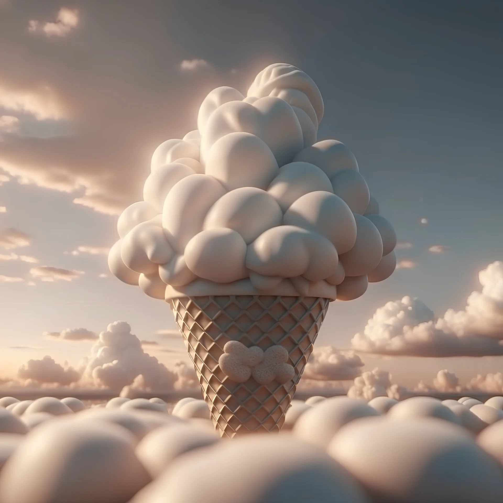 The clouds of love, with one ice cream, cinematic, 4k,