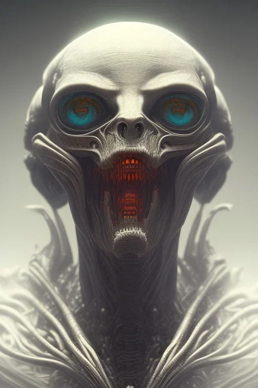 evil berserker, alien, tron, head, bitcoin eyes, 8k, finely detailed, dark light, photo realistic, hr giger