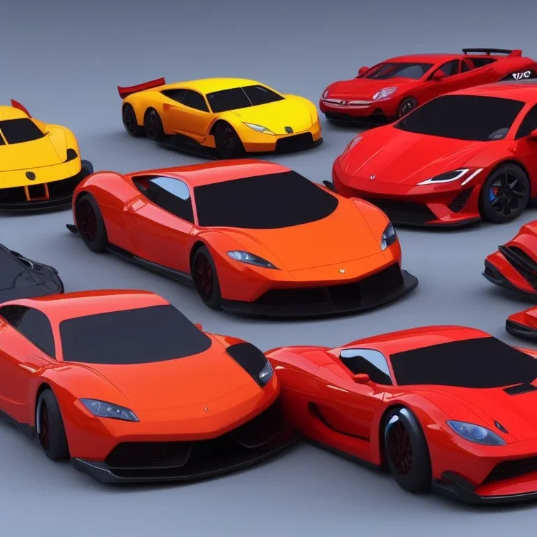 animated 3 supercars in cartoon city