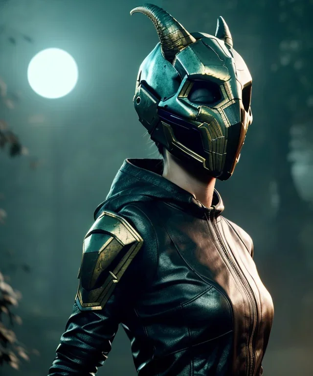 A badass Sofia Buttela wearing a dragon skull mask, atmospheric, realistic, unreal engine, cinematic lighting, octane render.