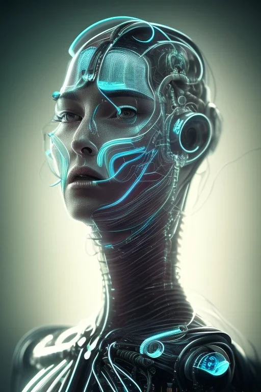 cyberpunk, glas head, women, portrai, open mouth, perfect skin, tron, cyborg , perfekt, real, dream, hr giger