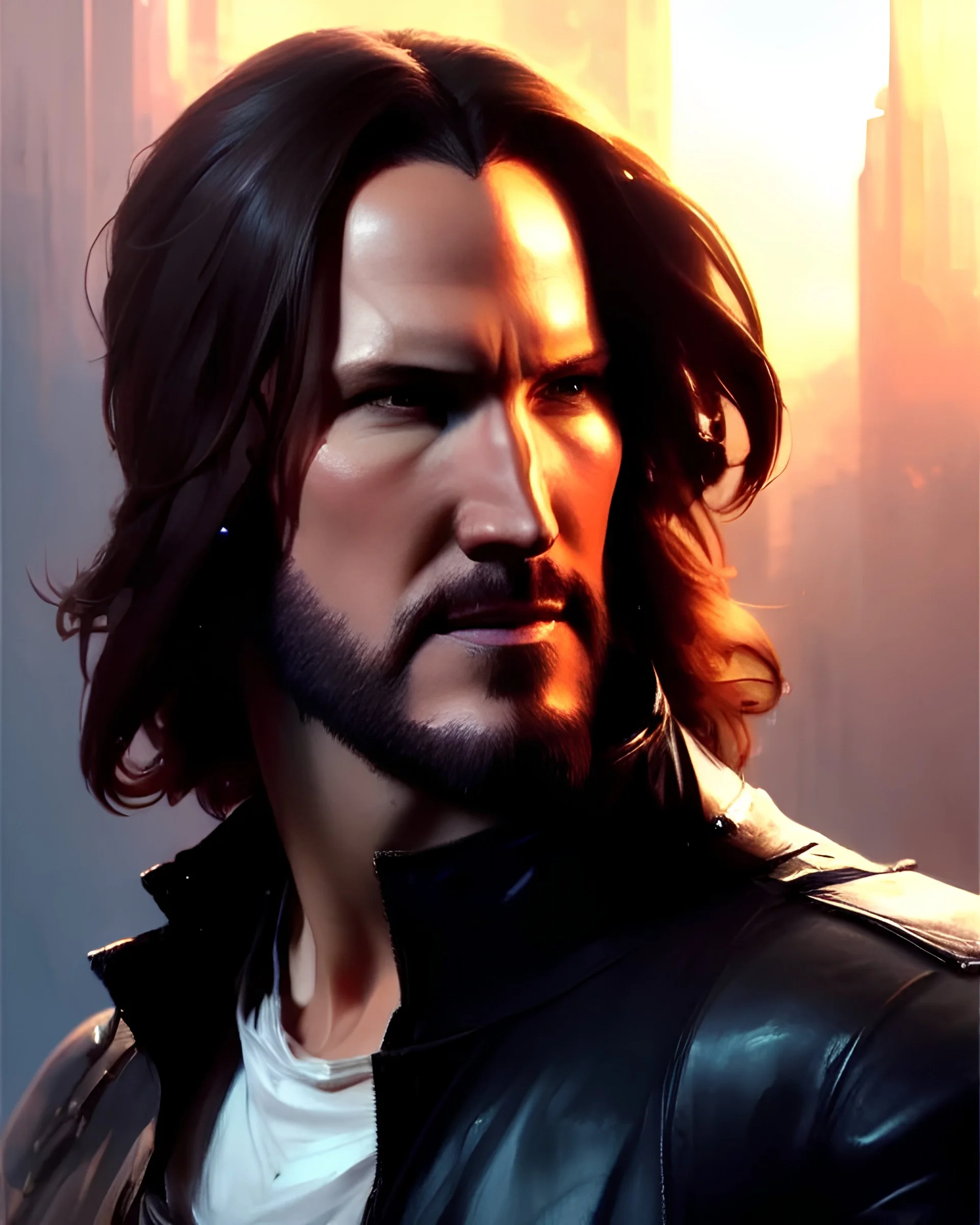 "matt mercer, full-scale head and shoulders portrait, 8k resolution concept art portrait by Greg Rutkowski, Artgerm, WLOP, Alphonse Mucha dynamic lighting hyperdetailed intricately detailed Splash art trending on Artstation triadic colors Unreal Engine 5 volumetric lighting Splash art fantasy