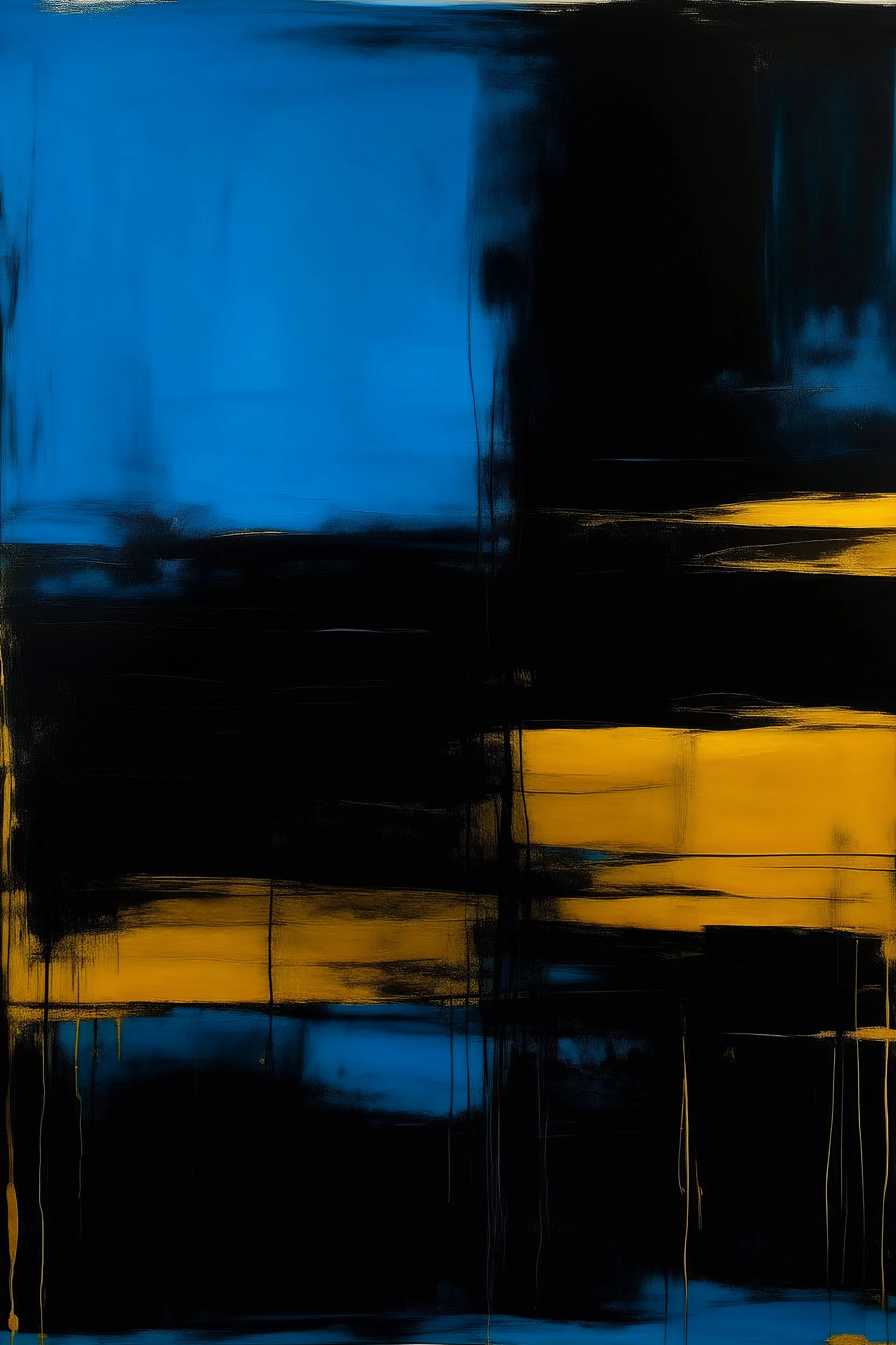 Abstract painting by mark rothko azure black and blue and gold