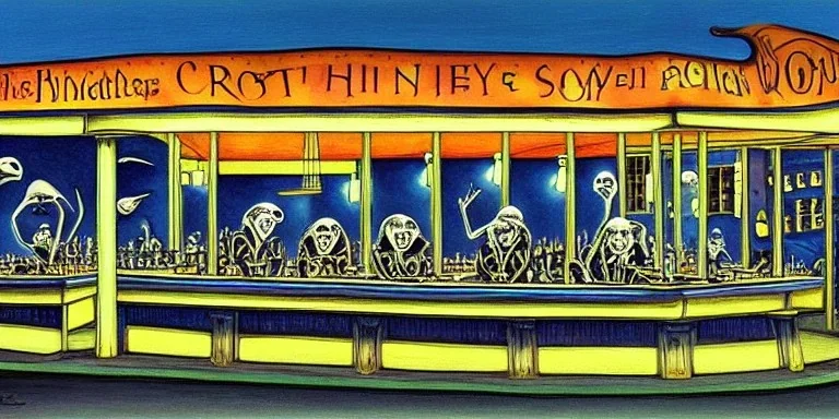 nighthawks painted by tim burton