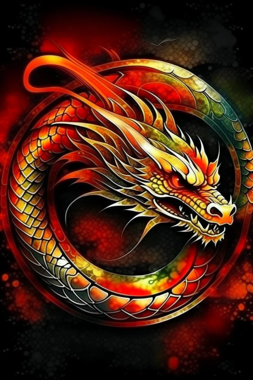 dragon paint logo, leather background