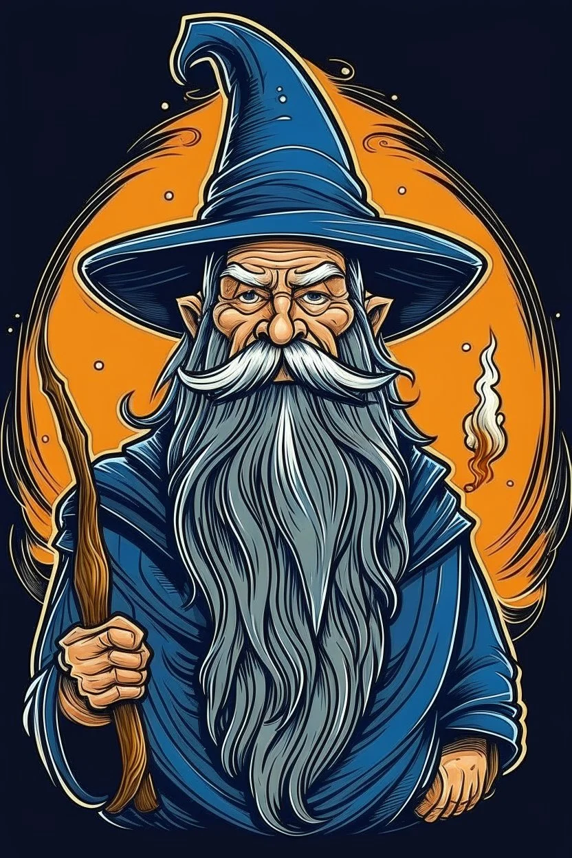 Wizard with majestic beard and pointy hat doing wizard stuff