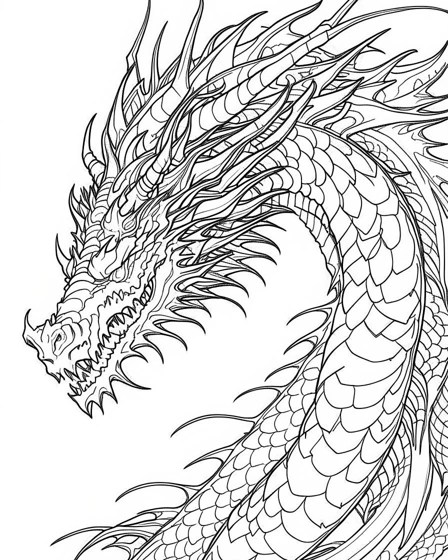 I need a dragon outline ,no shadow only clear outline and backgroun