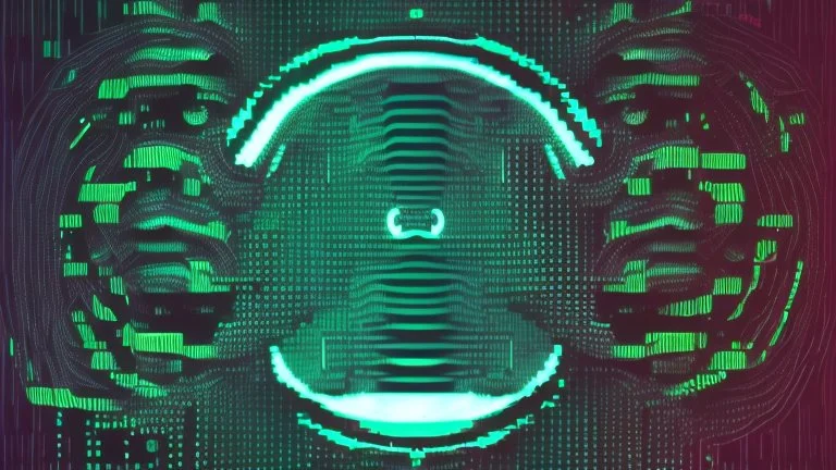 create me a hacker desktop background with the style of glitchart