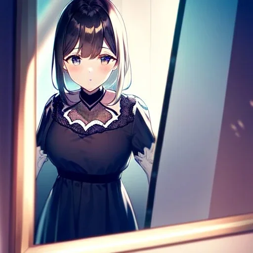 anime girl in mirror