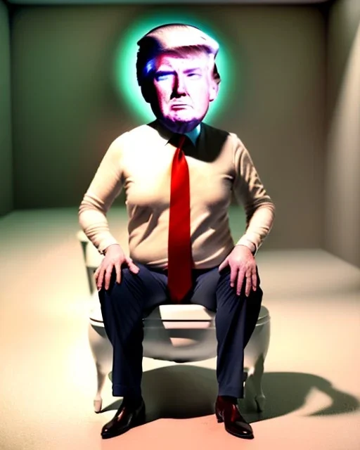 Donald Trump sitting in toilet scene, without pants, realistic image, tarantino style, casual, concept art, smooth, unreal engine 5, god lights, ray tracing, RTX, lumen lighting, ultra detail, volumetric lighting, 3d.