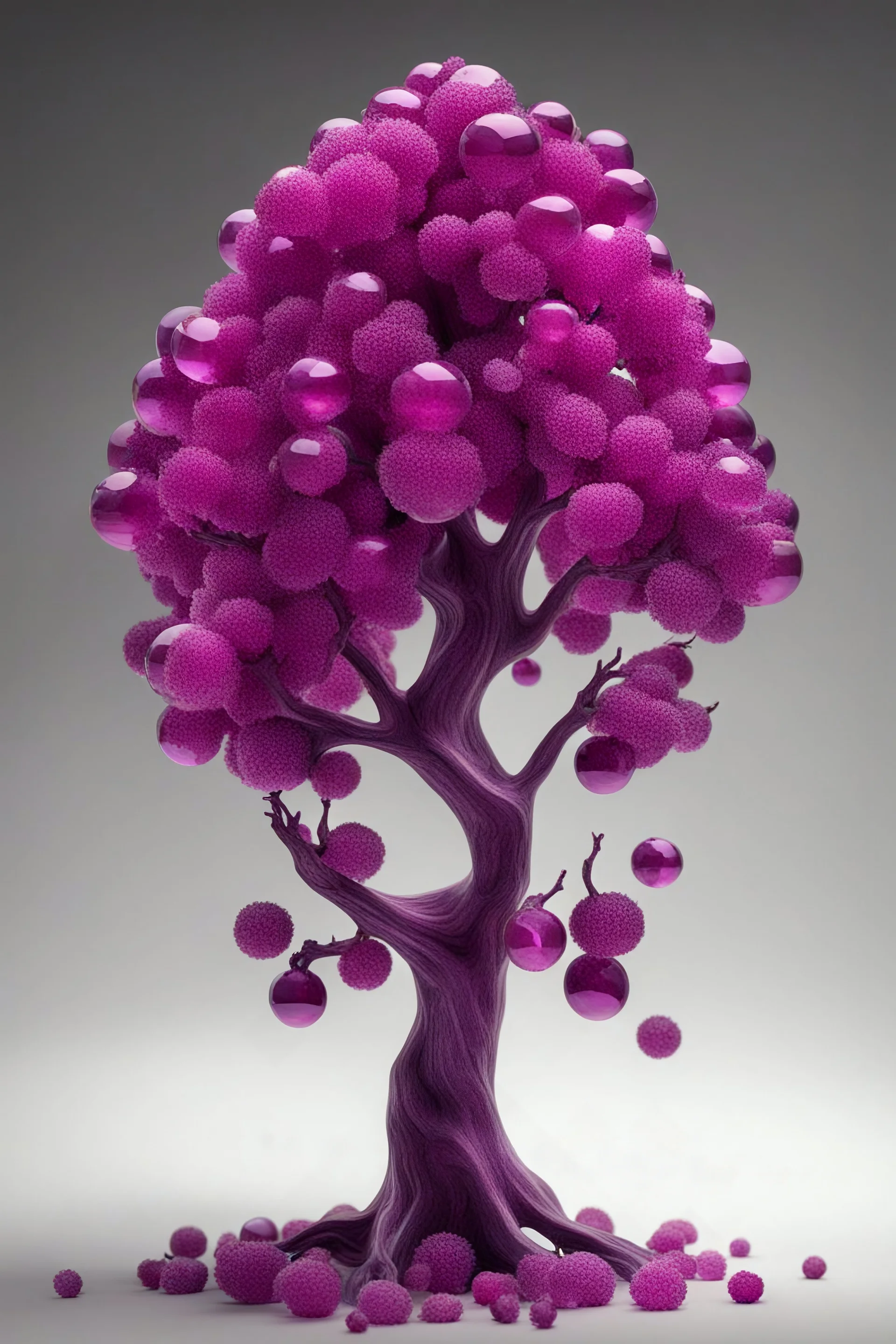 tree with cubic magenta crystal fruits