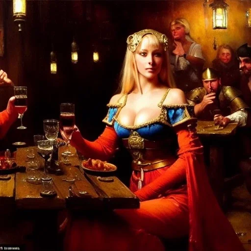 fullbody portrait 'beautiful face blonde massiveboobs medieval wench on tavern in medieval city',painting by gaston bussiere, greg rutkowski, yoji shinkawa, yoshitaka amano, tsutomu nihei, donato giancola, tim hildebrandt, oil on canvas, cinematic composition,sharp image, extreme detail,((fit full head inside picture)),32k