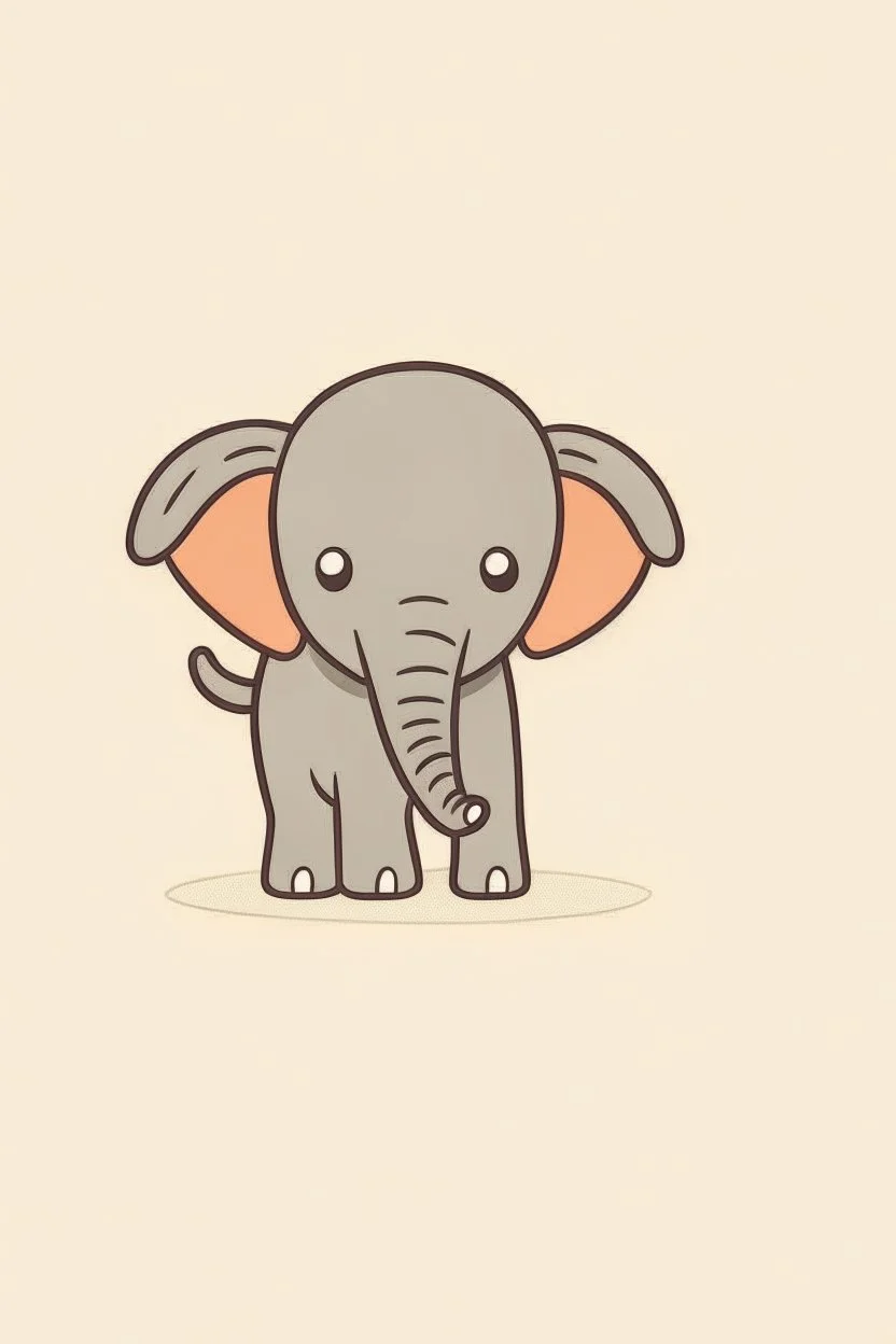 a simple of a cute elephant, in a drawing style