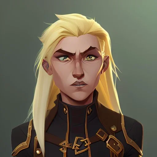 blond rogue, fantasy gnome, nonbinary, gold cloak