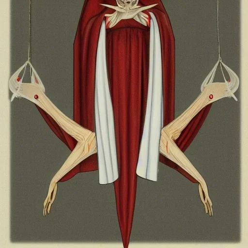 White bat vampire with long limbs as Russian Orthodox vampire