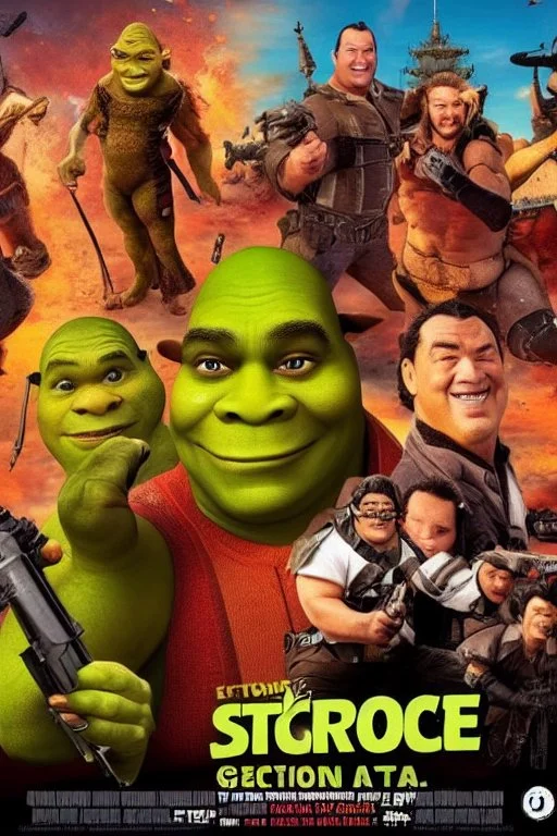 action movie poster starring shrek and steven seagal