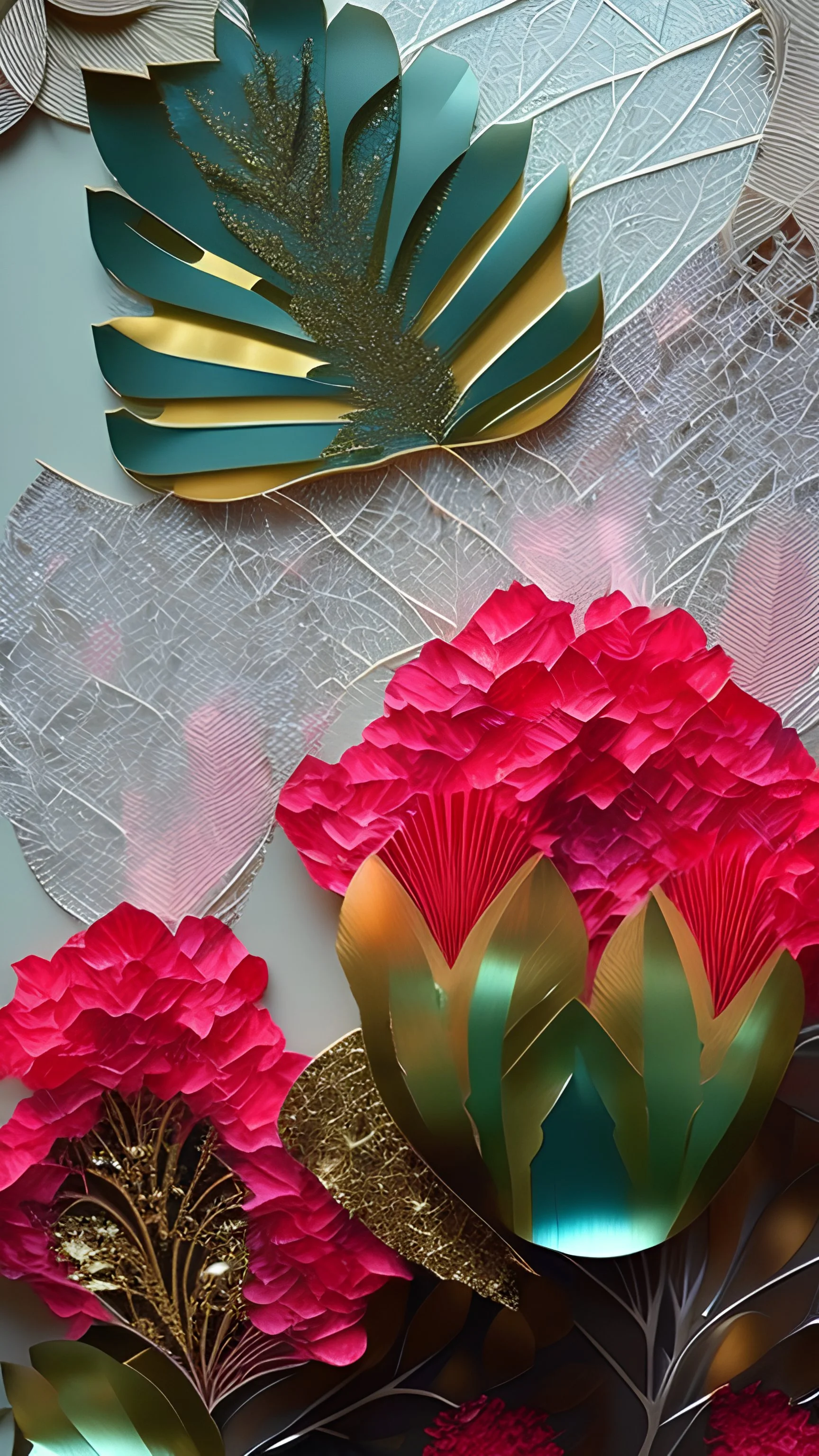 papercut style multi layered metalic and texture gold leaf