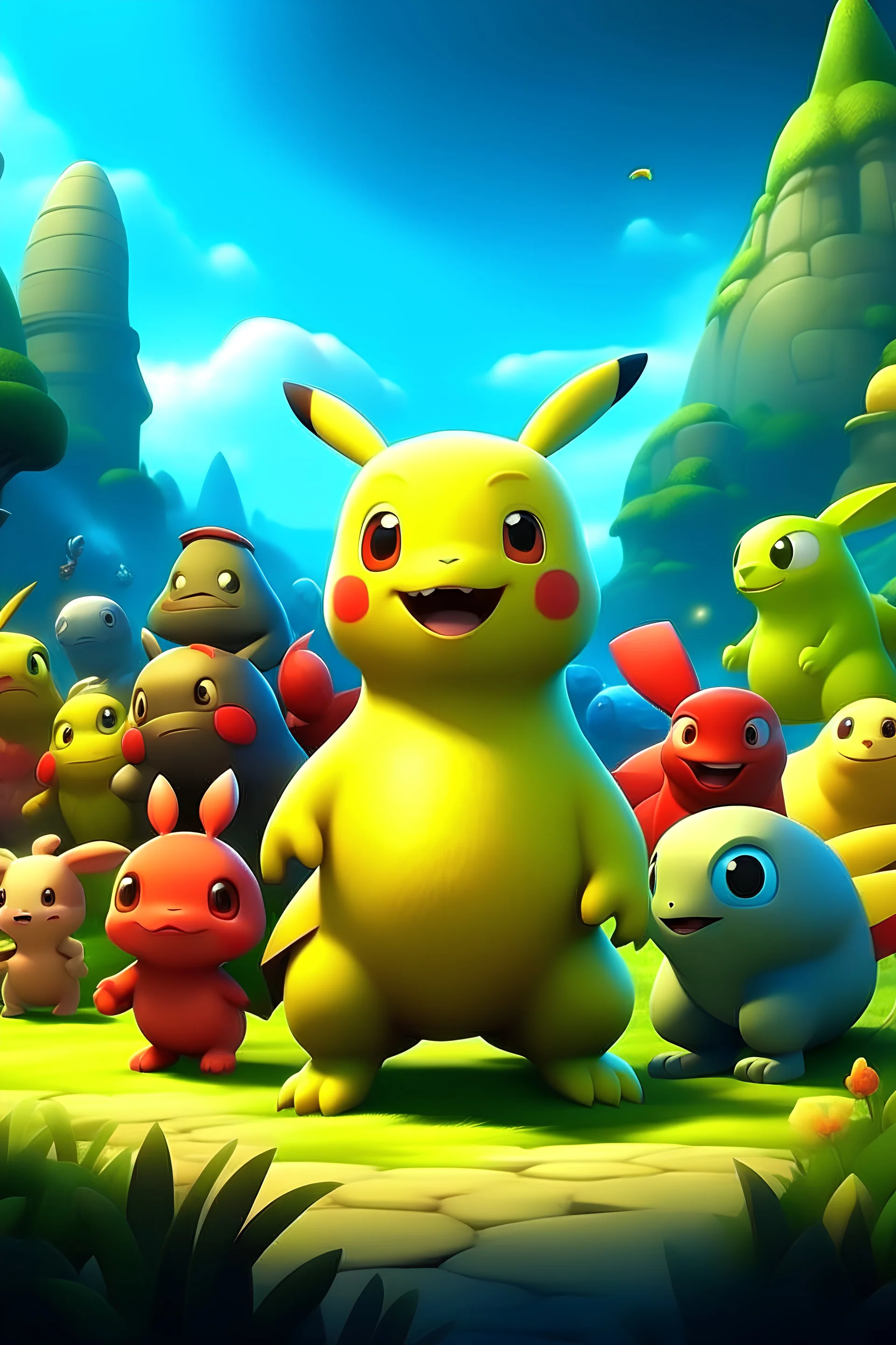 Generate a Pixar-style movie poster about Pokemon