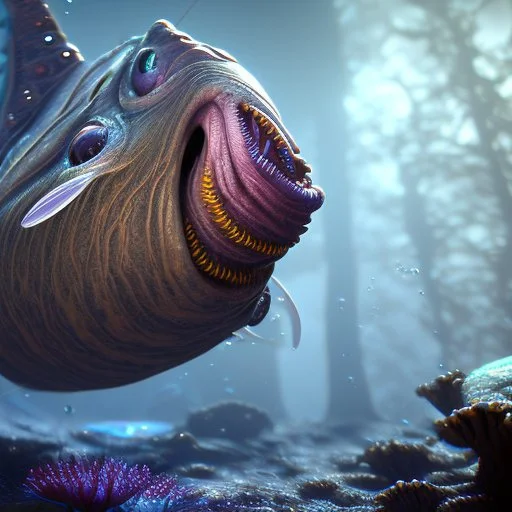 fluid ink angler fish creature, unreal engine 5, 8k resolution, photorealistic, ultra detailed