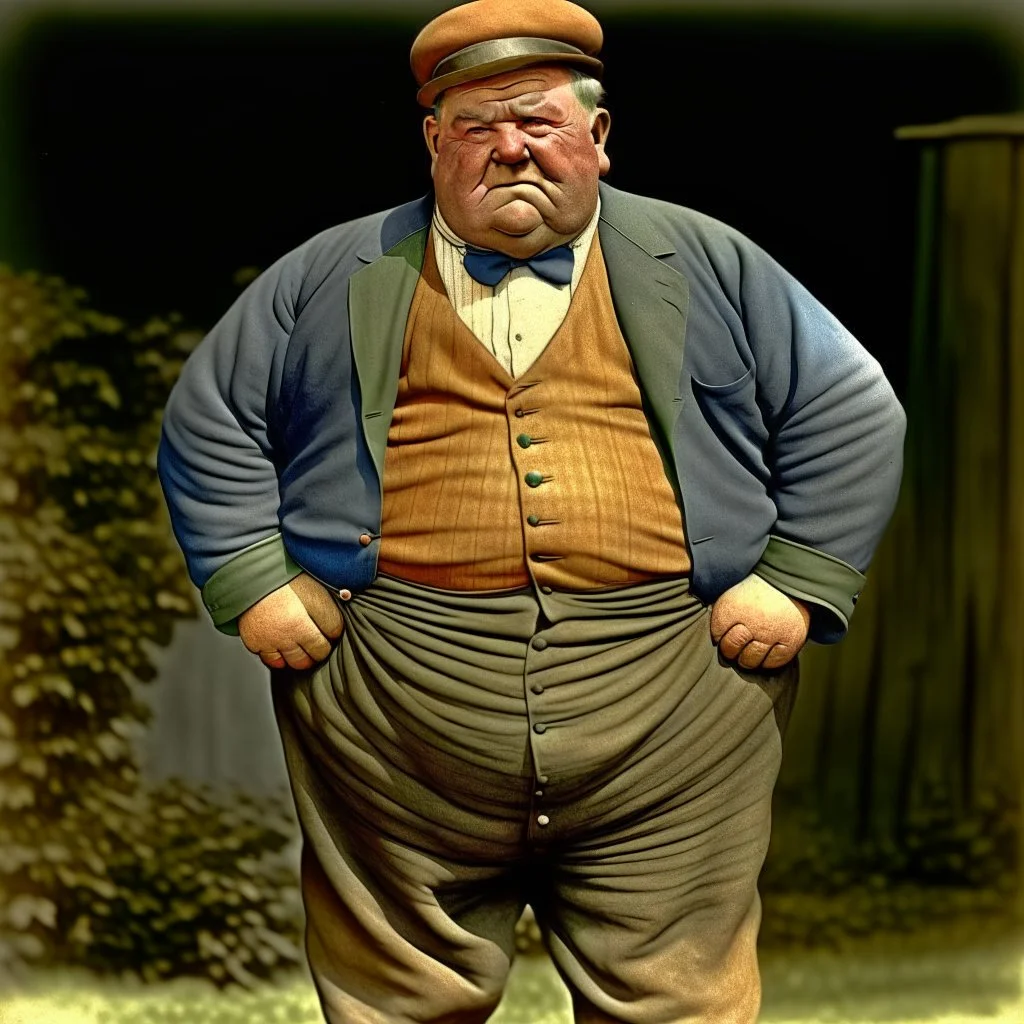 a fat ugly 1920s union man colorized