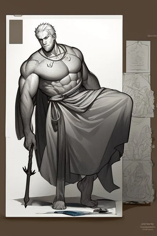 Hinduism, modern realistic cartoon drawing, grayscale, adult coloring pages, Hindu god Brahma, male god, wisdom, transformation, lined drawing, coloring page, 300 dpi, high quality print, painted portrait, full body, white hair , masculine, mature, handsome, upper body, muscular, hairy torso, fantasy, intricate, elegant, highly detailed, digital painting, artstation, concept art, smooth, sharp focus, illustration, 8K, HDR, masterpiece, pastel quad Color, 3D vector art, cute and quirky, fantasy