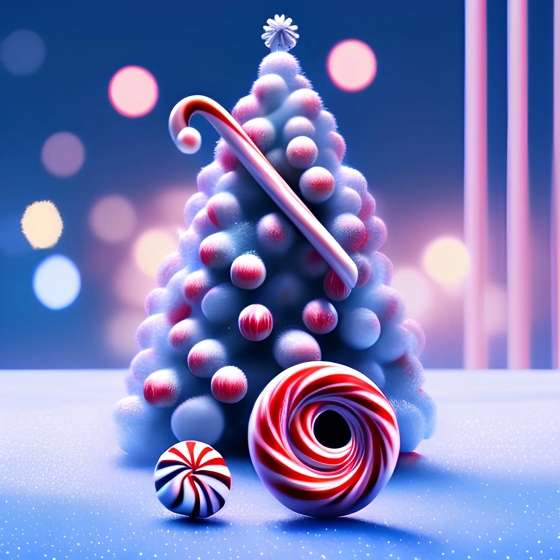 Kodak portra 4 0 0, candy cane,bokeh, utra realistic, hyper detailed, masterpiece, sharp focus,volumetric lighting, ultra photoreal, hypermaximalist, unreal engine, UHD, 64k