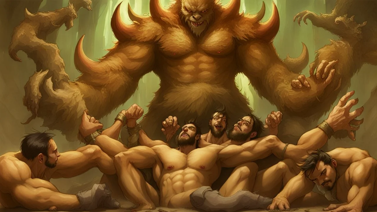 pit full of frisky men with monster paws