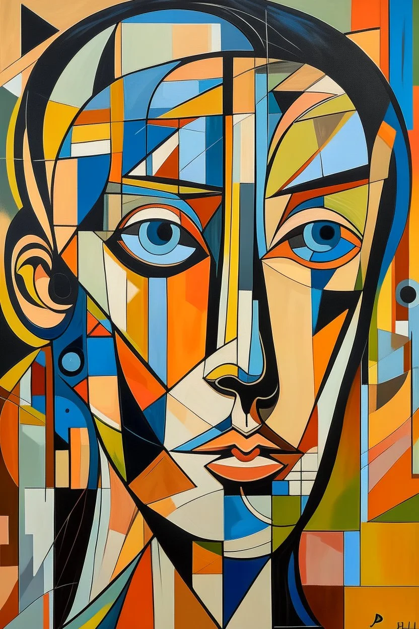 Futurism cubist painting, portrait face of fashion designer Paul Smith.