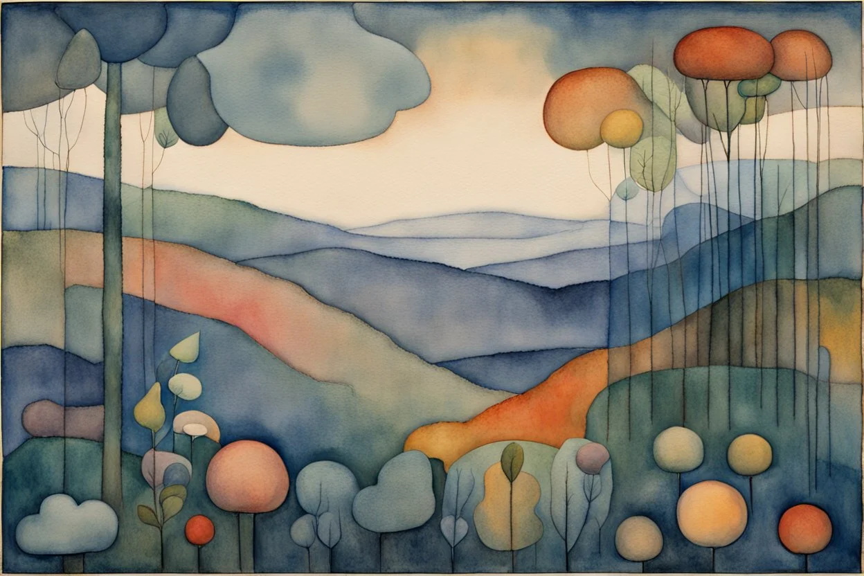 Cloud Forest, wet color, season of mists and mellow fruitfulness, juicy and enchanting dusk Modifiers: intricate beautiful watercolor Paul Klee mysterious muted colors Edward Burne-Jones translucent Odilon Redon Delicate beautiful intricate beautiful intricate intricate intricate beautiful intricate