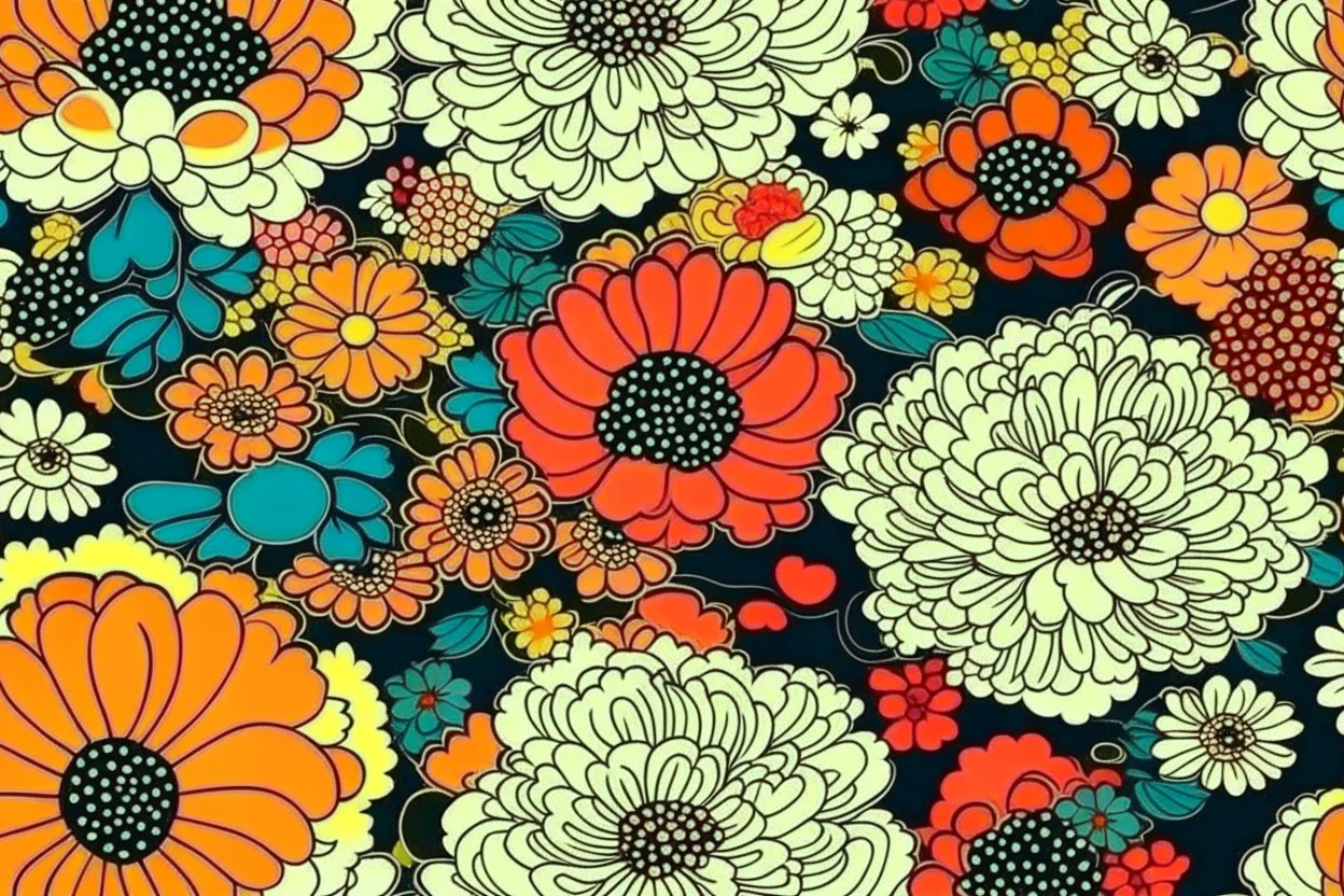 JAPANESE POPART FLOWERS theme PATTERN