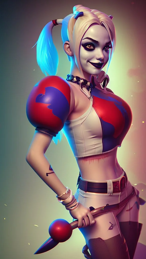 Harley Quinn, high delicate defined details, beautiful, atmospheric, matte, 3 d 8 k octane rendered, sharp focus, illustration, high detail, ultra realistic, highly saturated colors