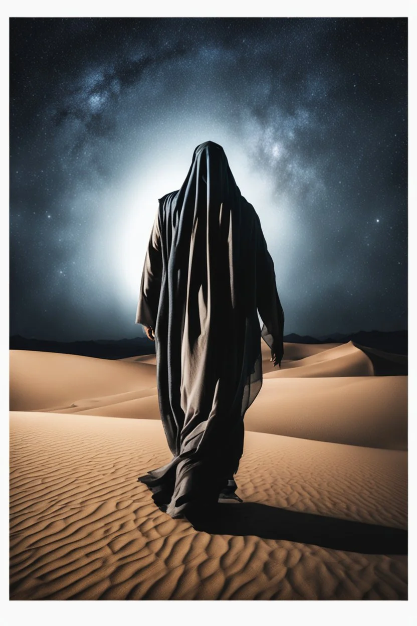 Photography Mistery of Ghost Arab,Walking alonely on desert dark night