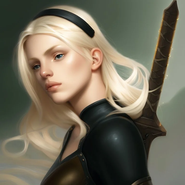 Portrait of beautiful blonde warrior