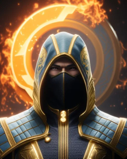 Scorpion, mask cover whole face and hood , mortal kombat 11, highly detailed, hyper-detailed, beautifully color-coded, insane details, intricate details, beautifully color graded, Cinematic, Color Grading, Editorial Photography, Depth of Field, DOF, Tilt Blur, White Balance, 32k, Super-Resolution, Megapixel, ProPhoto RGB, VR, Half rear Lighting, Backlight, non photorealistic rendering