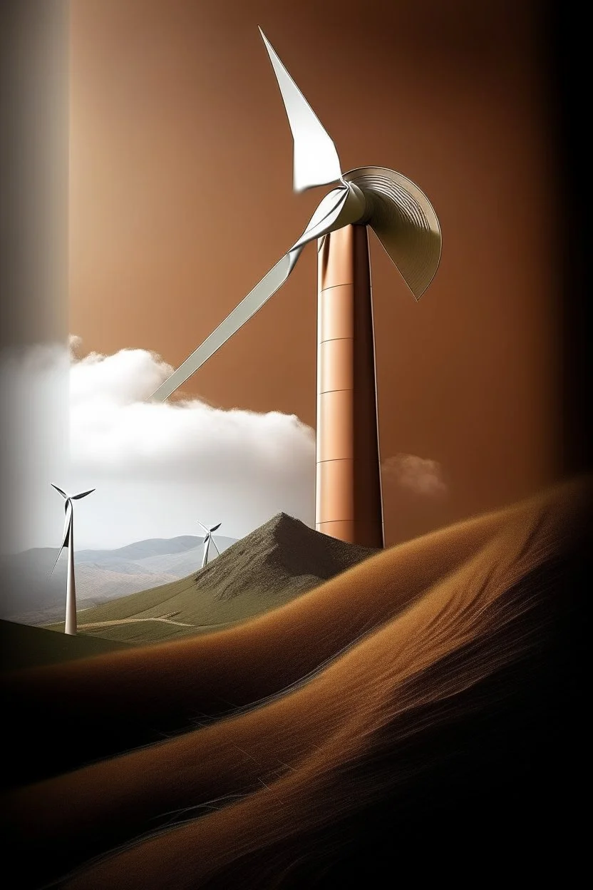 Produce a creative and innovative photo for the cover of a renewable energy poster inspired by the copper industry. Do not enter any text in this photo so that there is space for me to add text. The photo is a combination of all types of renewable energy. Almost real but innovative with the combination of copper