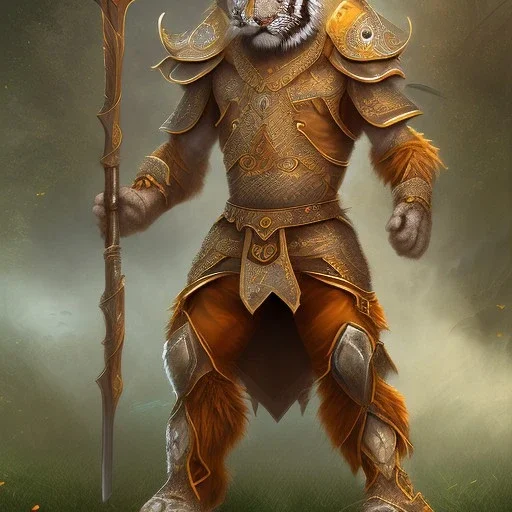 Tiger with warrior costume