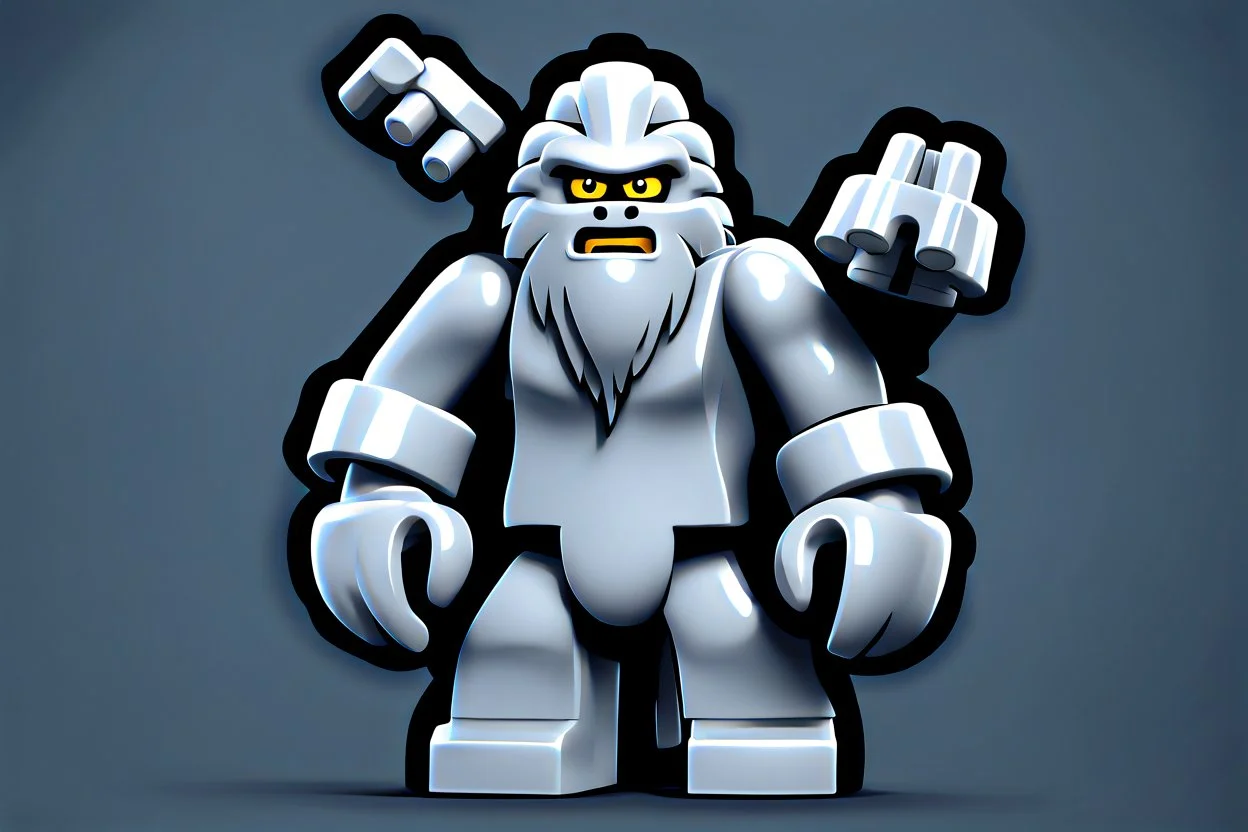 Yeti, Lego frontal view, centered image, minifigure, full body length character, a high-res digital design, simple iconic design, smooth edges, sharp lines, classic minifigure expression, neutral expression, customizable, avatar, profile picture