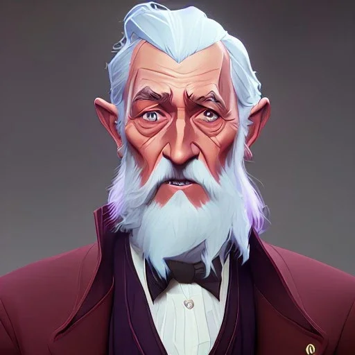 Portrait of a 90 year old warlock like Albus Dumbledore, Gandalf, Merlin, Sherlock Holmes and Mary Poppins