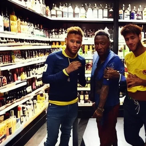 Neymar, Messi e Pelé trabalhando na borracharia