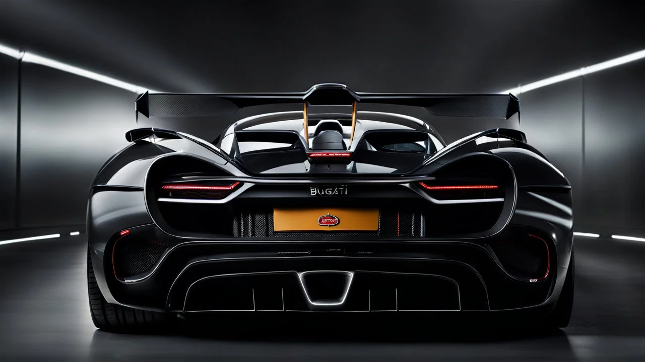 Super Evil Bugatti merged Hyper Sport, desktop wallpaper, 4K, Cinematic, rear view