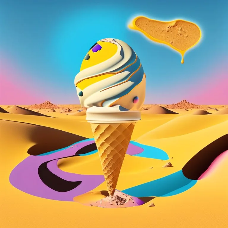 an ice cream in the style of kandinsky in the desert