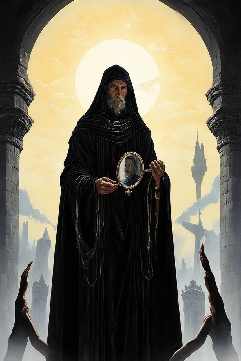 The seer in the tower holding a mirror to the self and shadow; Symbolism; Neo-Surrealism