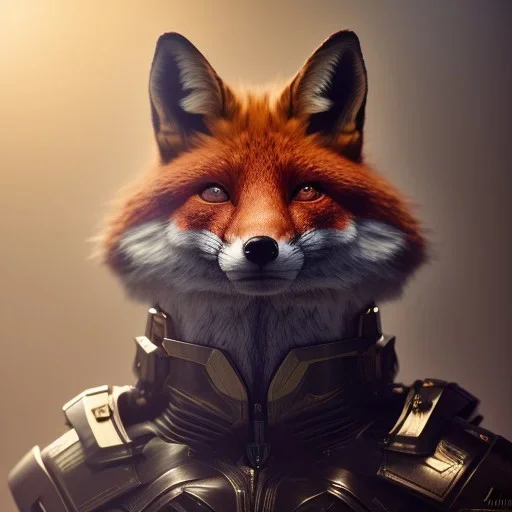 Armor wearing Fox, character design,ultra realistic,shiny, smooth, studio quality, octane render, Surrealism, Triadic colour scheme polaroid 100