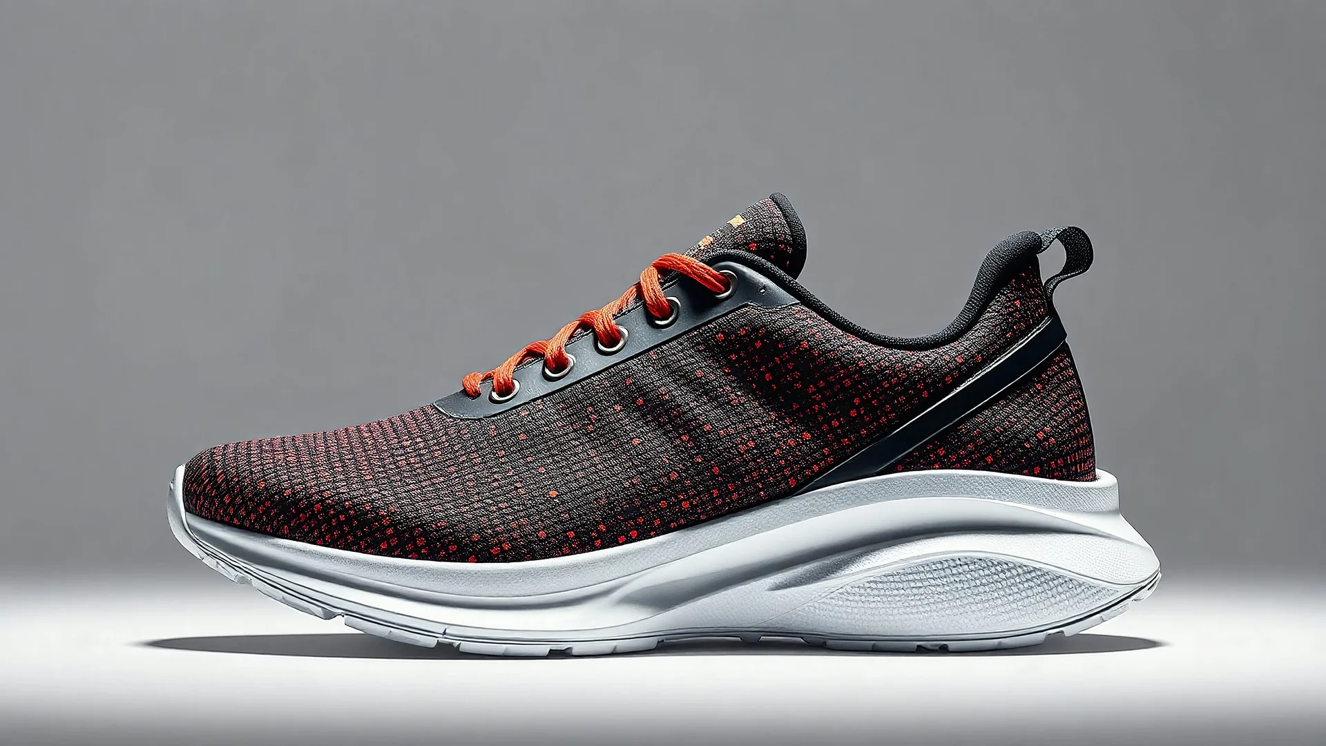 a very design sports shoe made from nano-tech fabric, the entire shoe is made of fabric on a blank background, vonoroi style