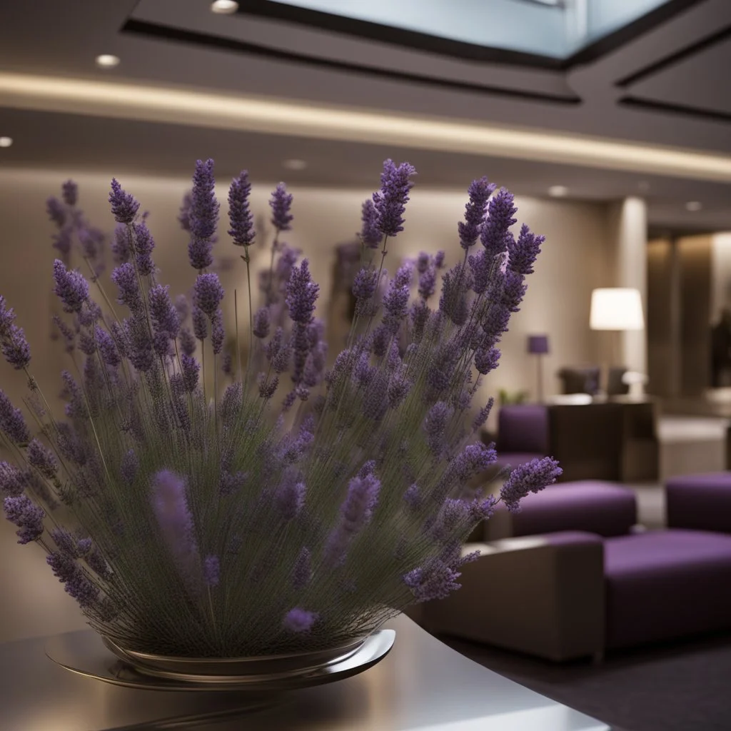 Concept of a lavender flower in a hotel lobby