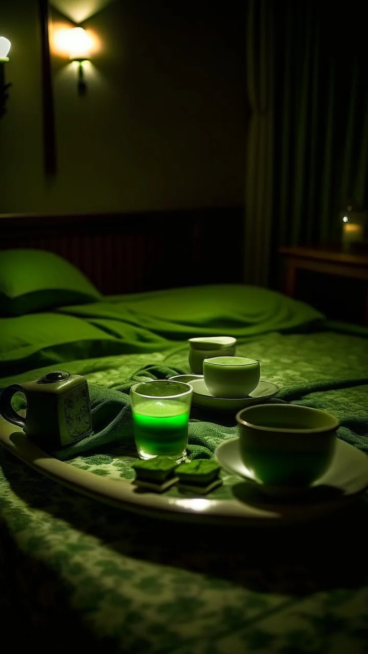 Green tea, bed at night