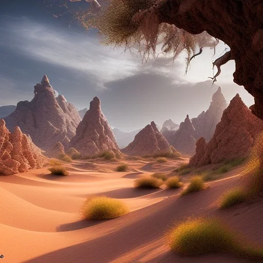 desert, landscape, high detailed, hyperrealisme, sharp focus