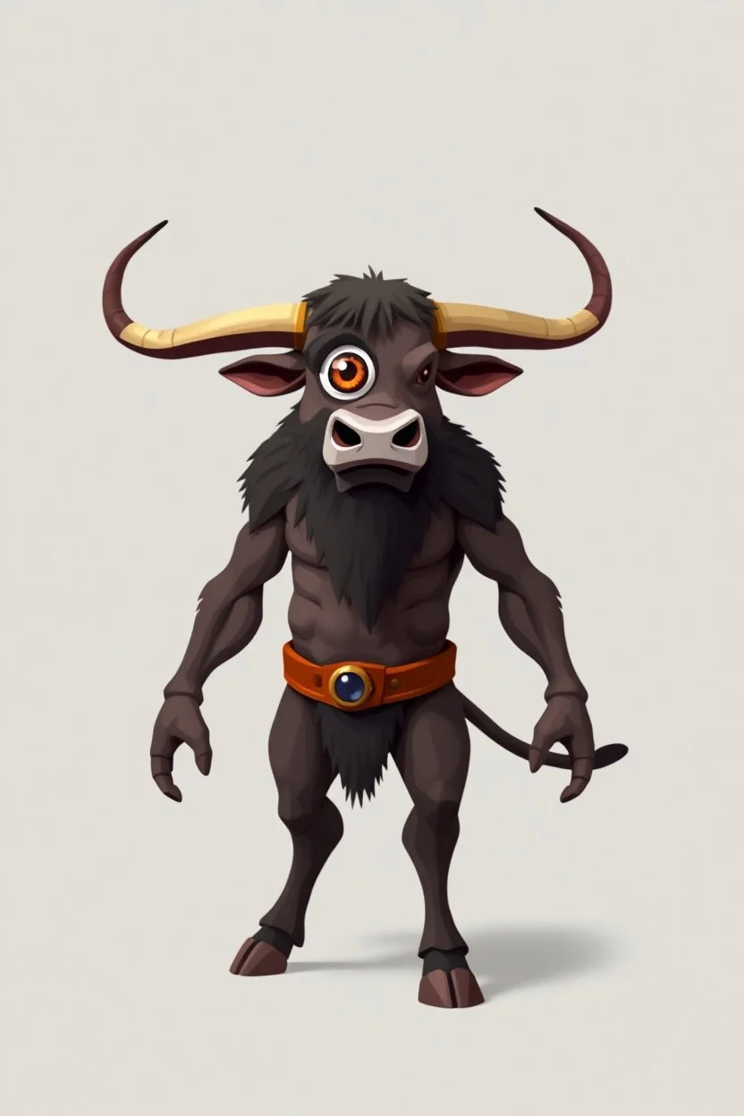 hi poly Stampeding One eyed Minotaur T pose just the character and simple background