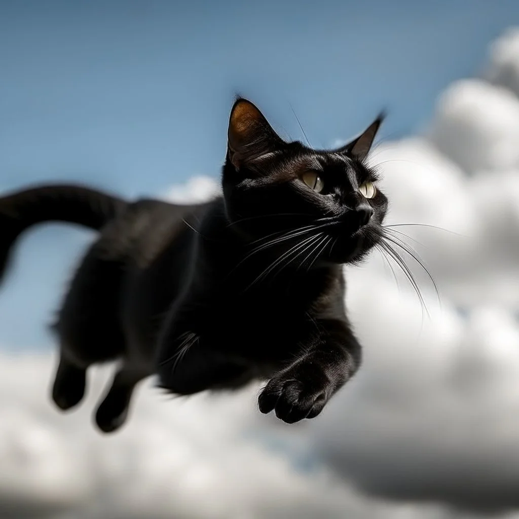 a black cat flying in the sky